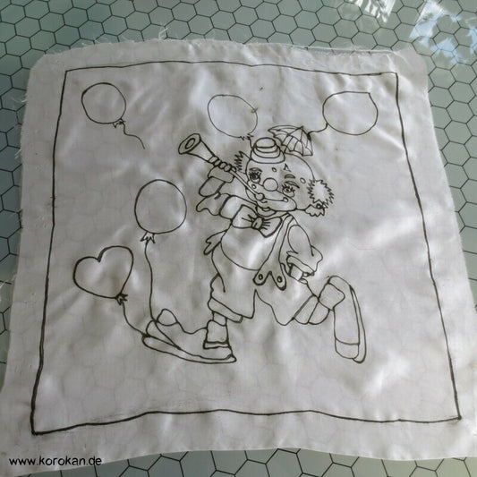 Seidenstück für Seidenmalerei, mit Clown Konturen