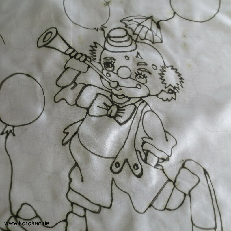 Seidenstück für Seidenmalerei, mit Clown Konturen