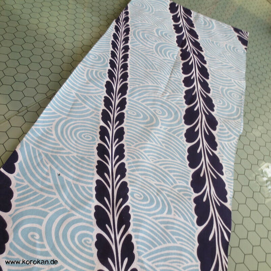 Wisteria und Wellen - diagonal Yukata Kimono Baumwoll Stoff
