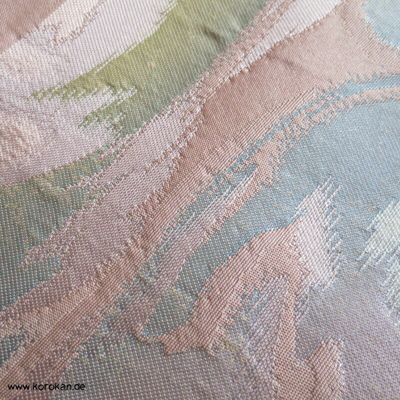 Fukuro Obi Seidenbrokat pastellige Wellen