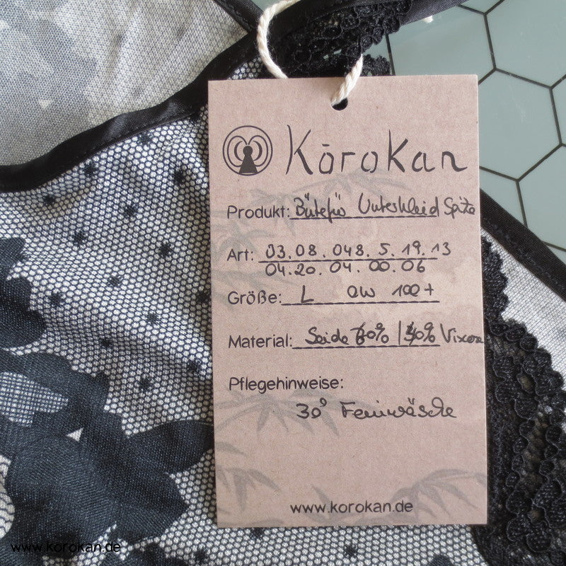 Bütefür Unterkleid Gr. L, Spitzendruck mit Spitzenrand Seide Viscose