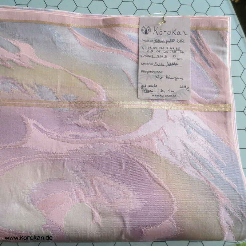 Fukuro Obi Seidenbrokat pastellige Wellen