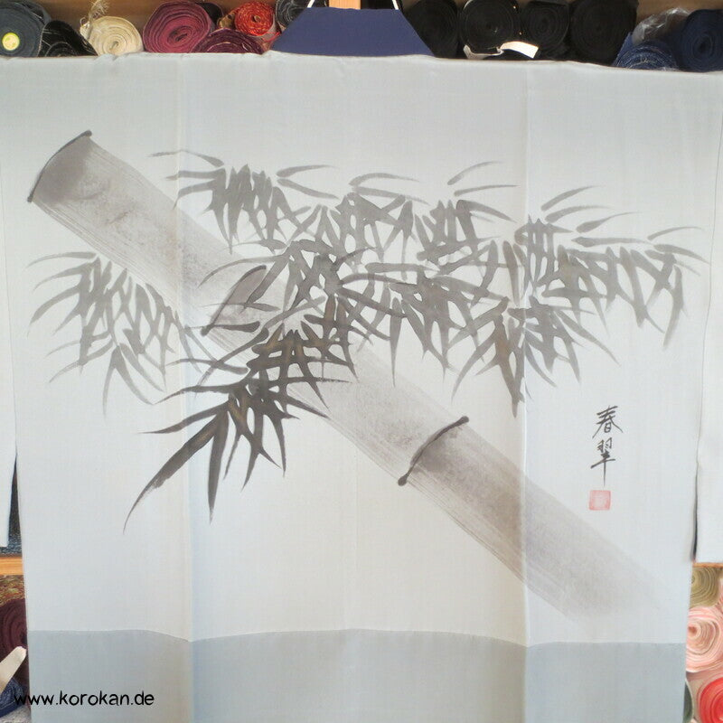 handgemalter Bambus auf Seide, Juban Kimono