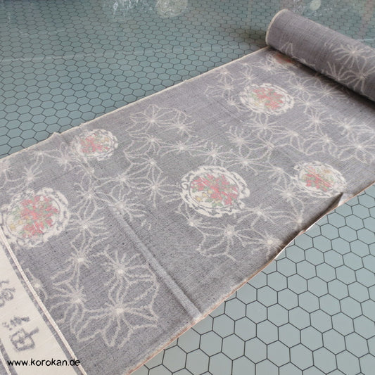 Asanoha, Spiegel Kasuri Japan Tsumugi Seide Kimono Stoffrolle