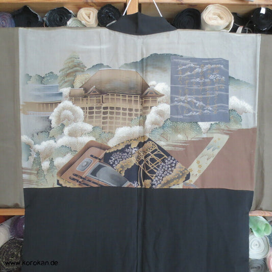 anthrazit - schwarze Haori, Bildfutter Schreibkasten