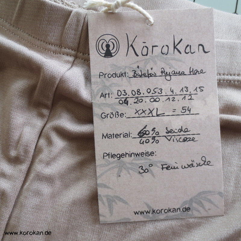 Pyjama Hose Boris Bütefür taupe Seide, schlicht, sehr groß, XXXL