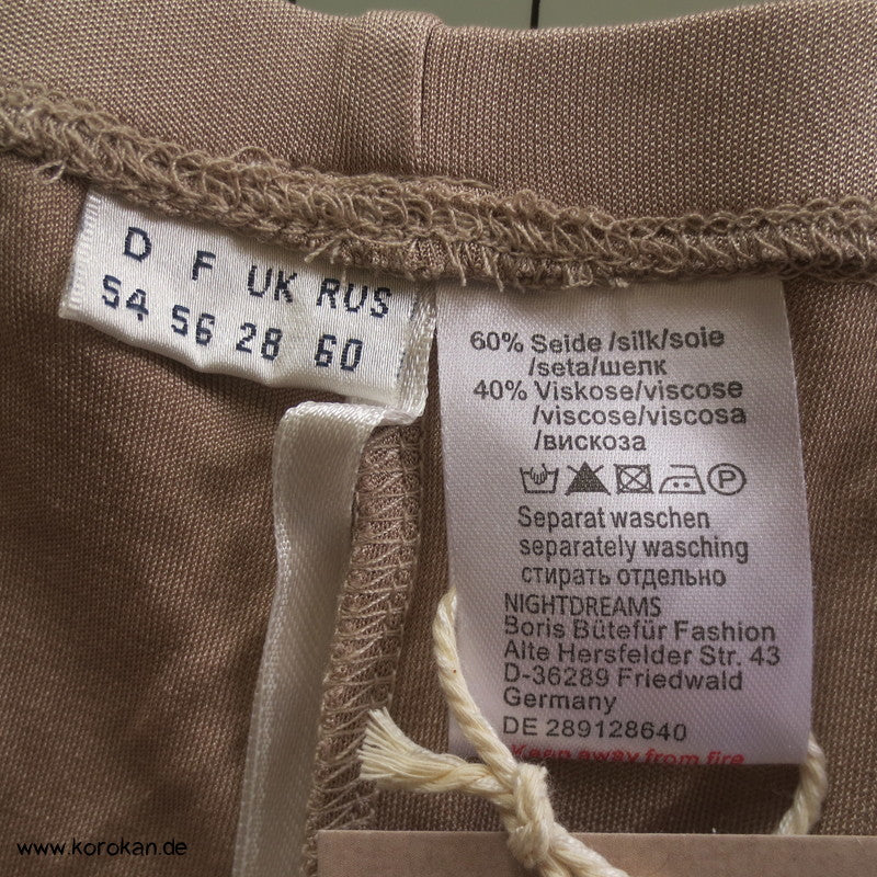 Pyjama Hose Boris Bütefür taupe Seide, schlicht, sehr groß, XXXL