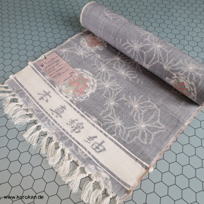 Asanoha, Spiegel Kasuri Japan Tsumugi Seide Kimono Stoffrolle