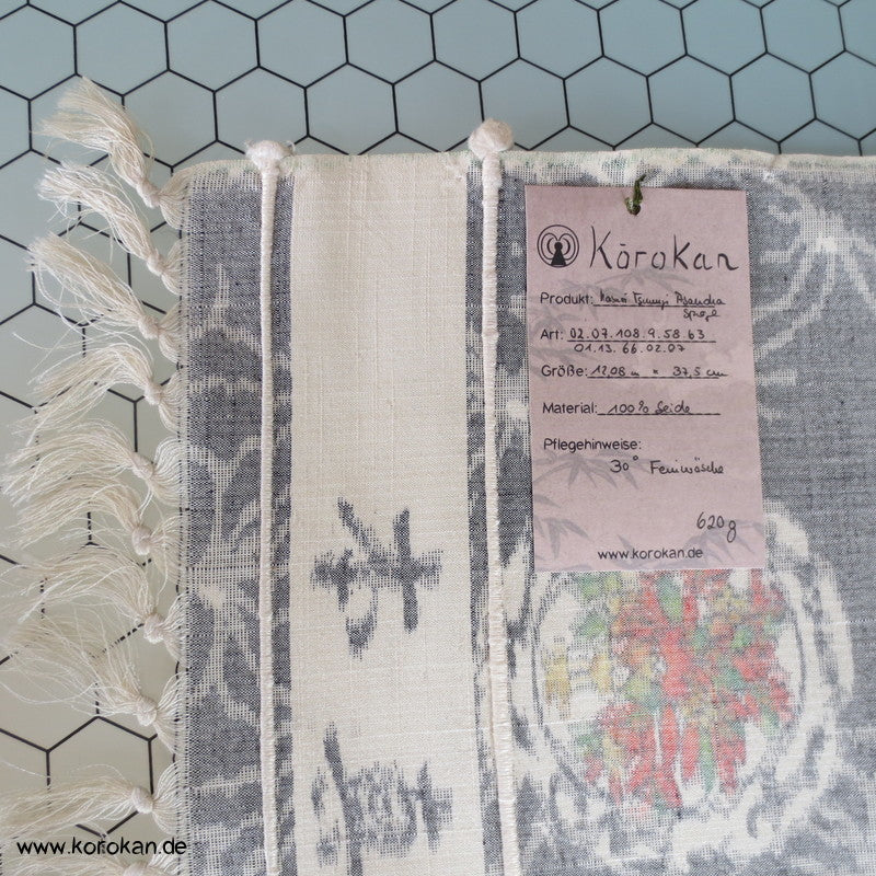 Asanoha, Spiegel Kasuri Japan Tsumugi Seide Kimono Stoffrolle