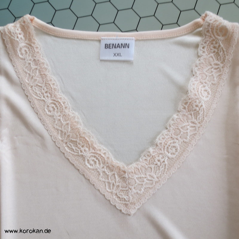 Reine Seide Pyjama / lange Unterwäsche, blush mit Spitze, Gr. XL
