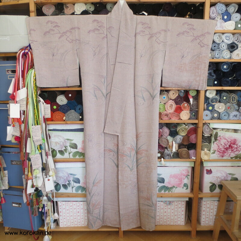 pastelliger Kranich Bingata Homongi Kimono