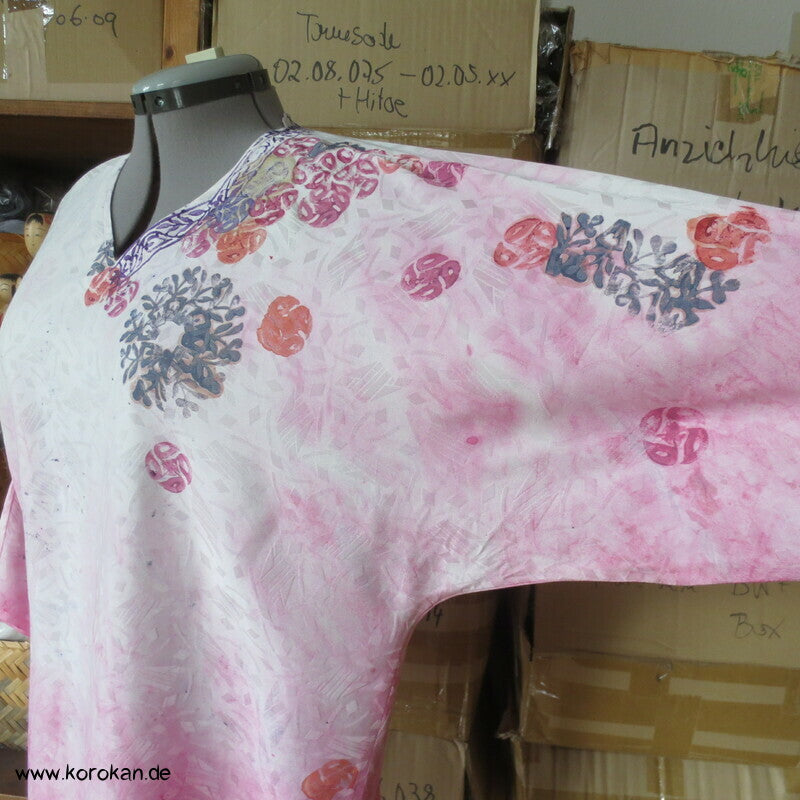 Fledermaus V Ausschnitt Langshirt gemusterter Damast