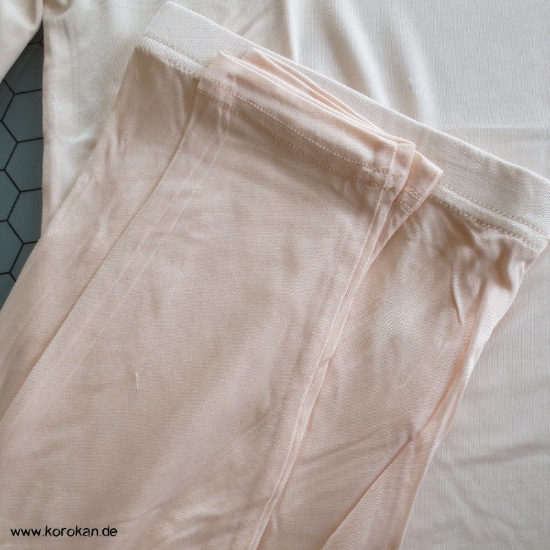 Reine Seide Pyjama / lange Unterwäsche, blush mit Spitze, Gr. XL