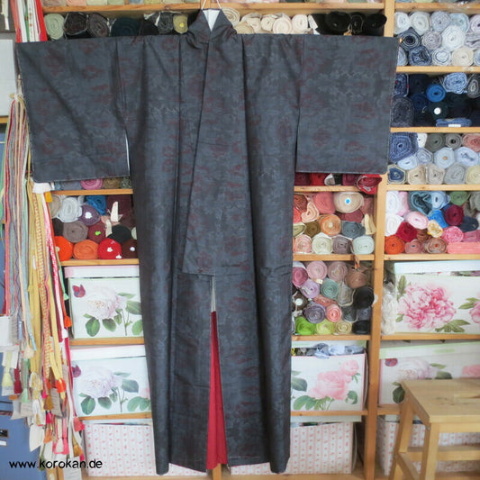 Pfingstrosen Kasuri Tsumugi Seiden Kimono