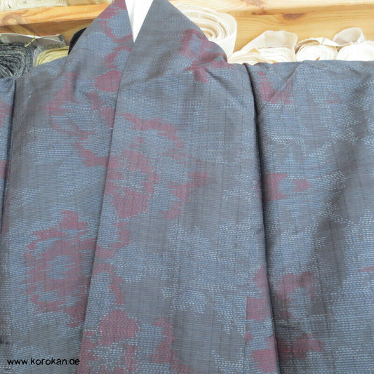 Pfingstrosen Kasuri Tsumugi Seiden Kimono
