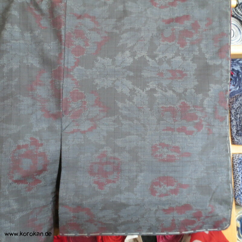 Pfingstrosen Kasuri Tsumugi Seiden Kimono