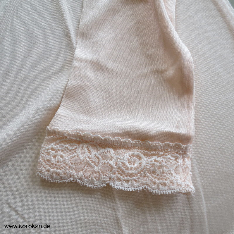 Reine Seide Pyjama / lange Unterwäsche, blush mit Spitze, Gr. XL