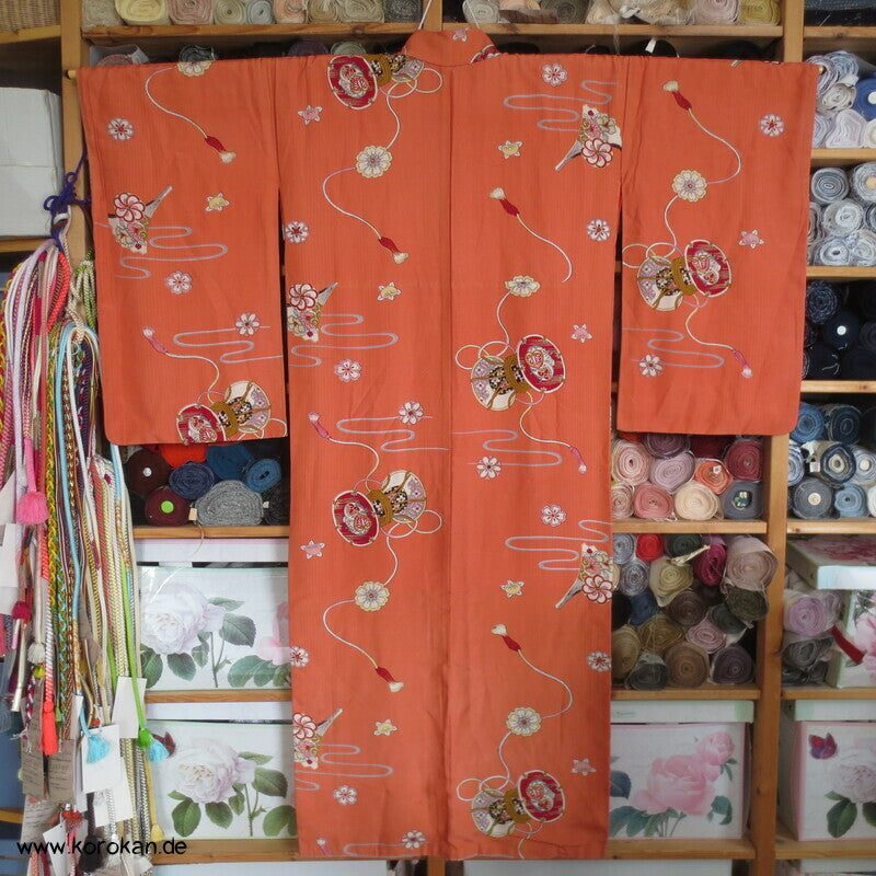 Taiko Handtrommeln Chu Furisode / Komon Kimono