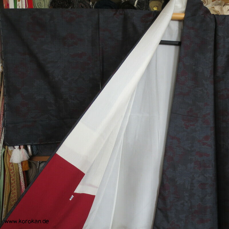 Pfingstrosen Kasuri Tsumugi Seiden Kimono