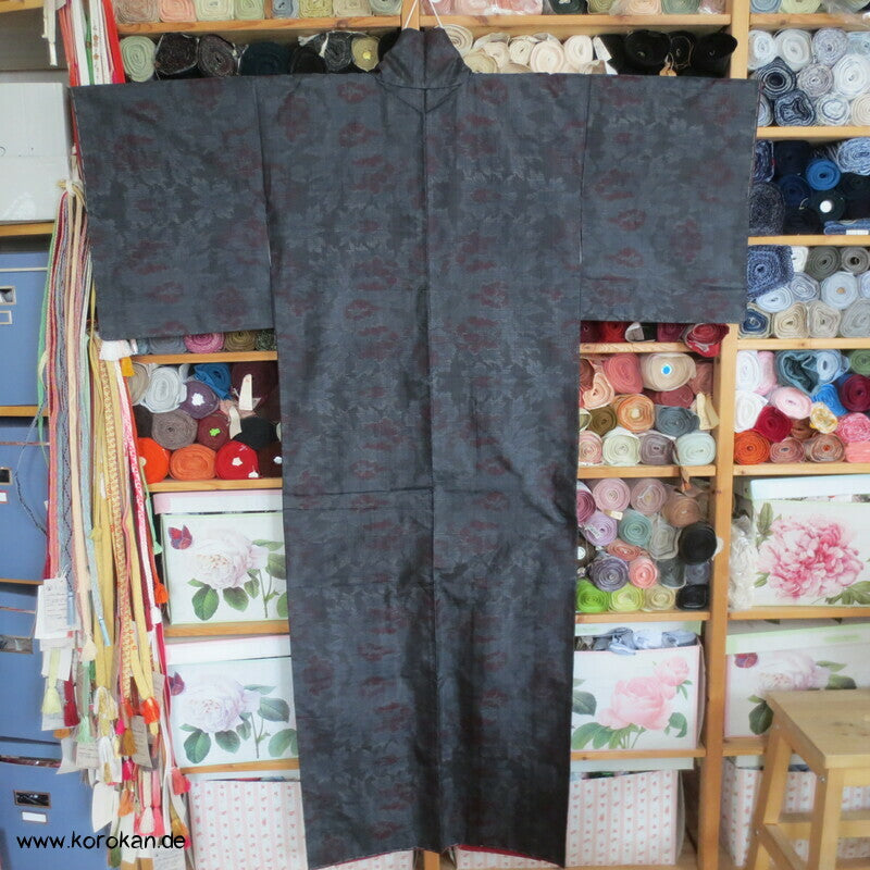Pfingstrosen Kasuri Tsumugi Seiden Kimono