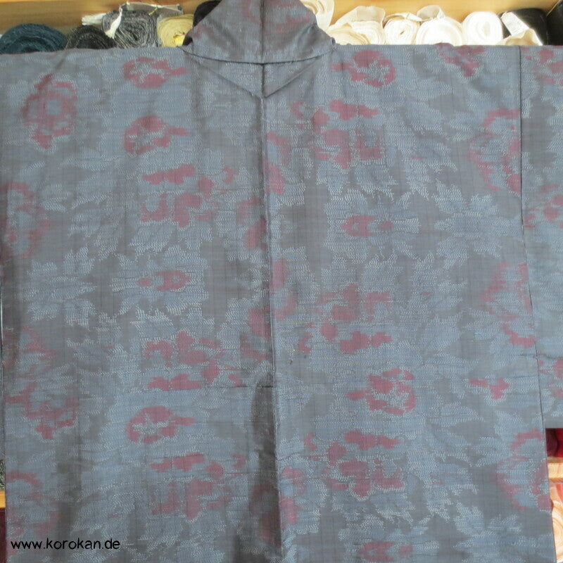 Pfingstrosen Kasuri Tsumugi Seiden Kimono