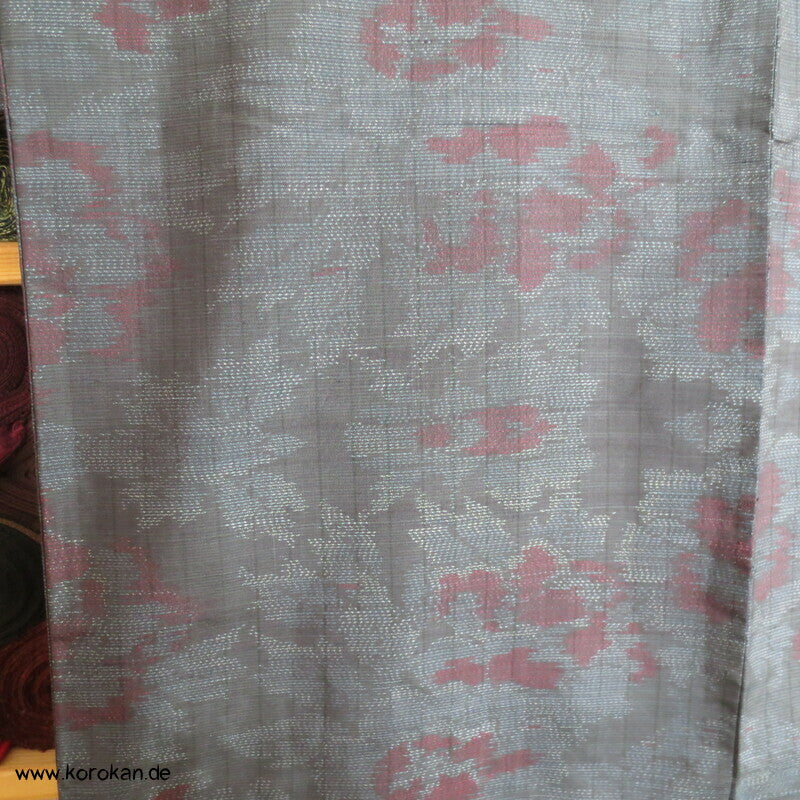 Pfingstrosen Kasuri Tsumugi Seiden Kimono