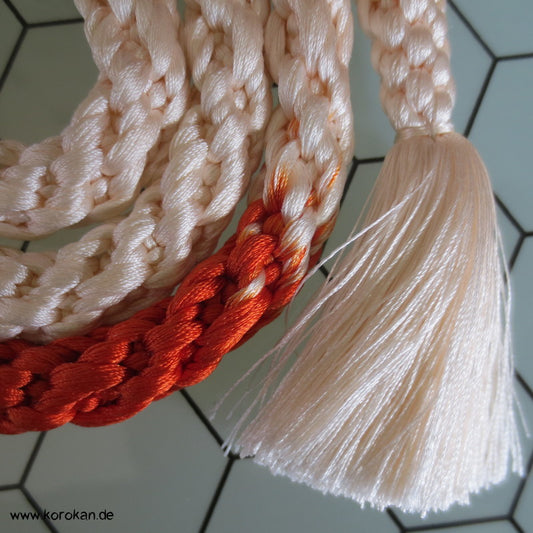 weiß - persimmon Obijime, runde Kordel, Koifarben