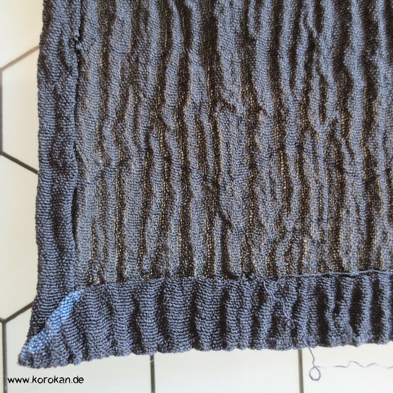 Wellenrondelle Hitoe Kimono, schwarzer Hanf / Ramie Krepp