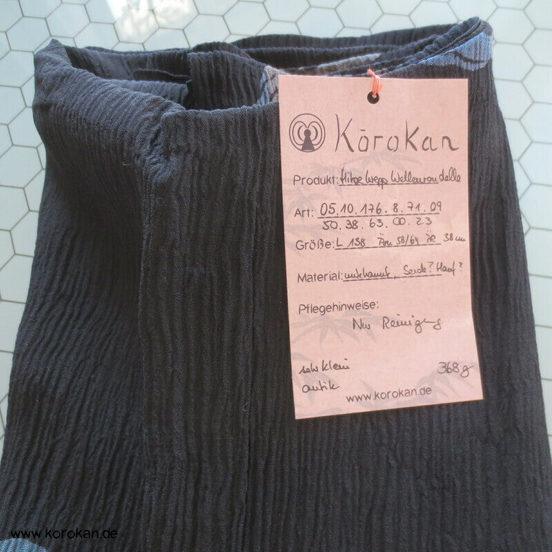 Wellenrondelle Hitoe Kimono, schwarzer Hanf / Ramie Krepp