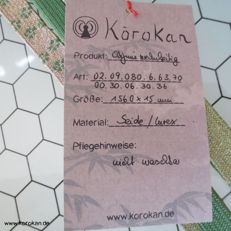 grün - gold Obijime - wechselseitig geflochten