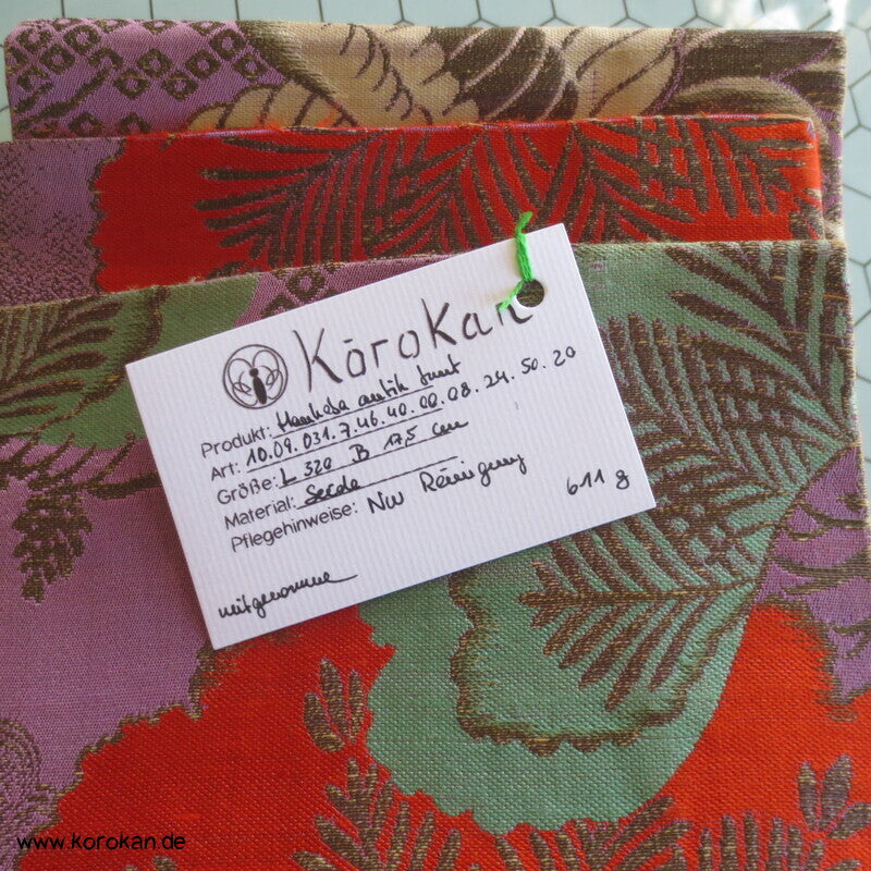 Japanischer Upcycling Kranich Seidenbrokat Hanhaba Obi Kimonogürtel