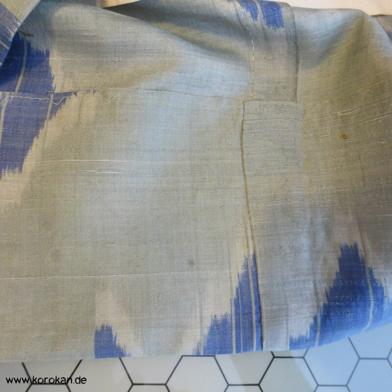 umgearbeitetes Kimono Kleid aus antikem Meisen Kasuri