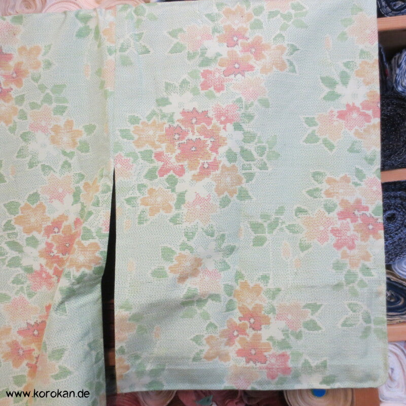 Sakura Kasuri Tsumugi Seiden Komon Hitoe - ungefütterter japanischer Kimono