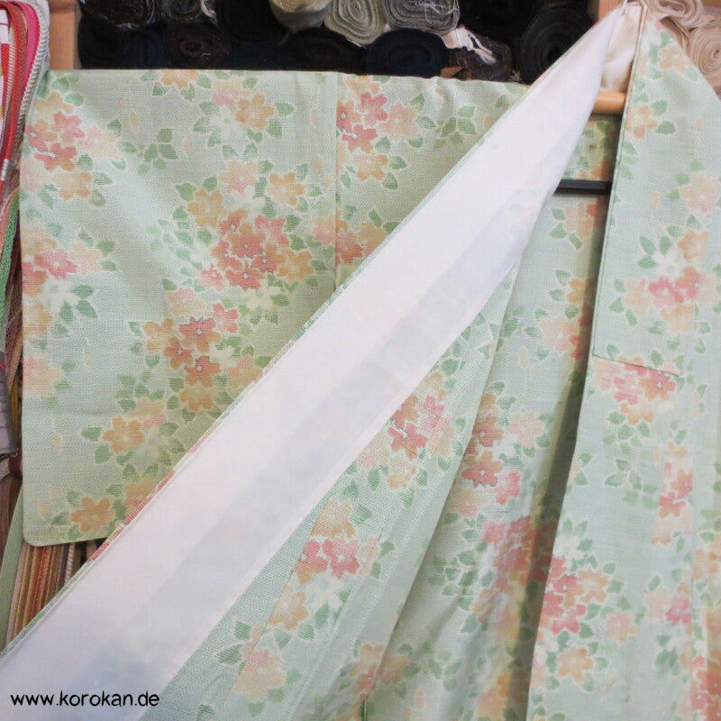 Sakura Kasuri Tsumugi Seiden Komon Hitoe - ungefütterter japanischer Kimono