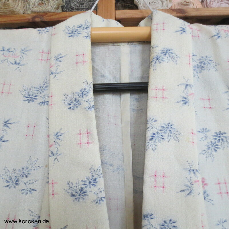 Igeta und Blüten Hitoe Kimono Wollgeorgette Kasuri Druck