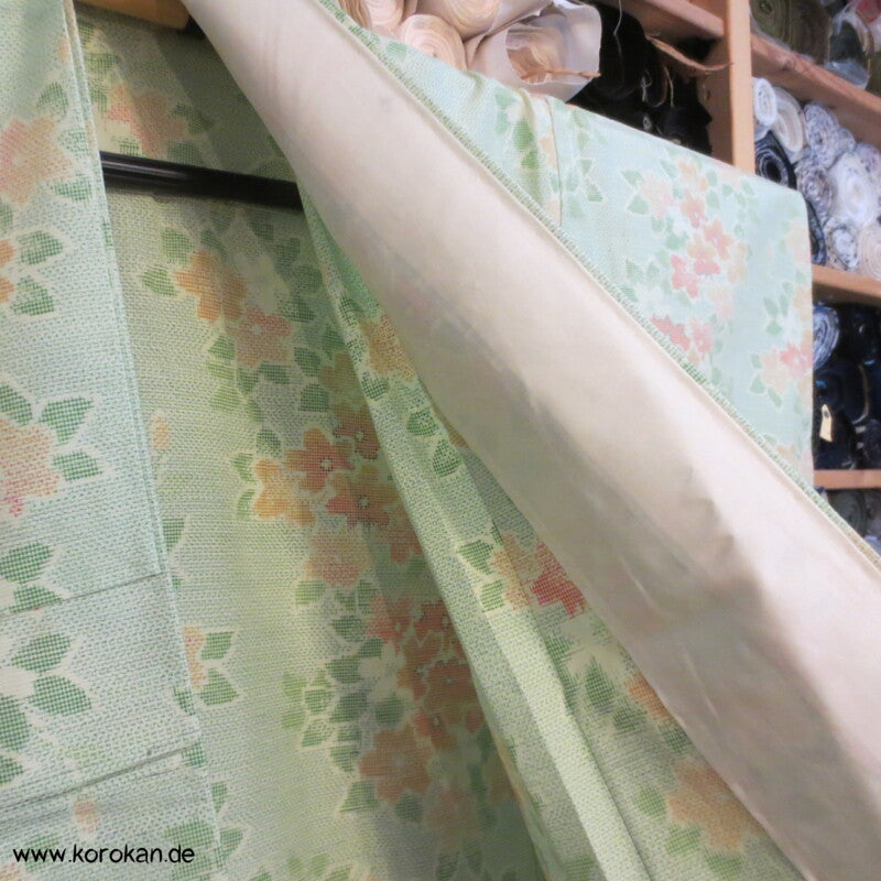 Sakura Kasuri Tsumugi Seiden Komon Hitoe - ungefütterter japanischer Kimono