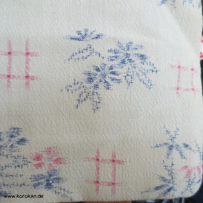 Igeta und Blüten Hitoe Kimono Wollgeorgette Kasuri Druck