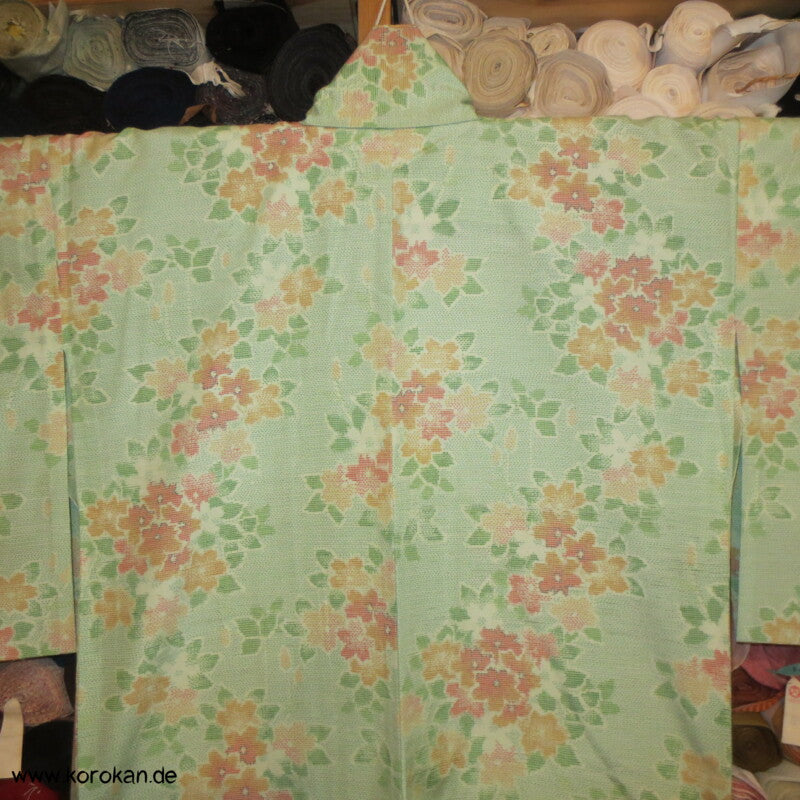 Sakura Kasuri Tsumugi Seiden Komon Hitoe - ungefütterter japanischer Kimono