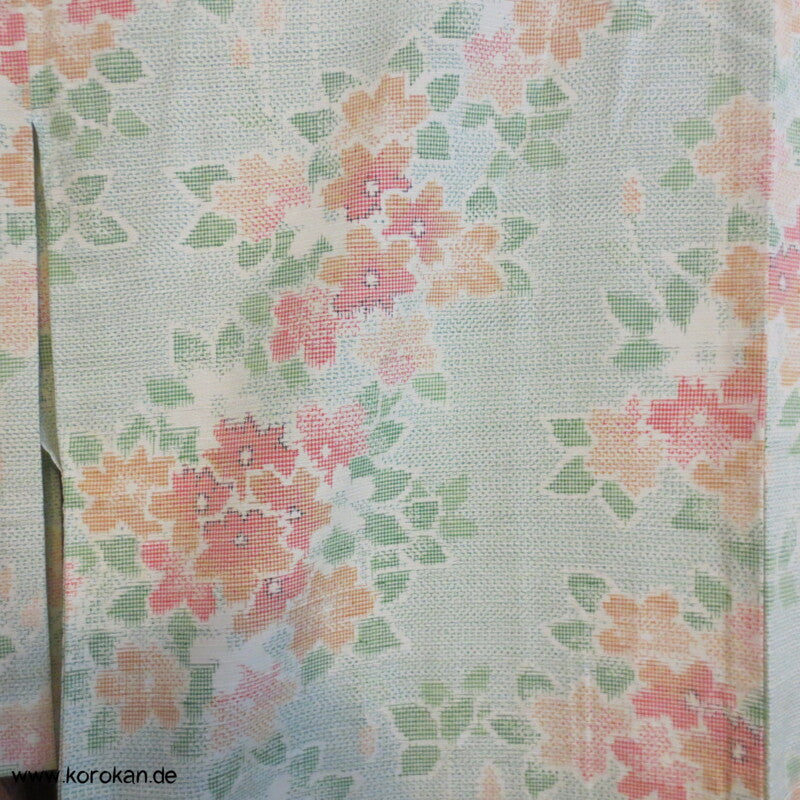 Sakura Kasuri Tsumugi Seiden Komon Hitoe - ungefütterter japanischer Kimono