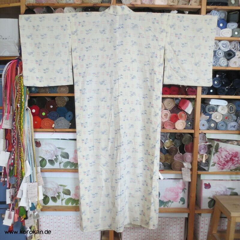 Igeta und Blüten Hitoe Kimono Wollgeorgette Kasuri Druck
