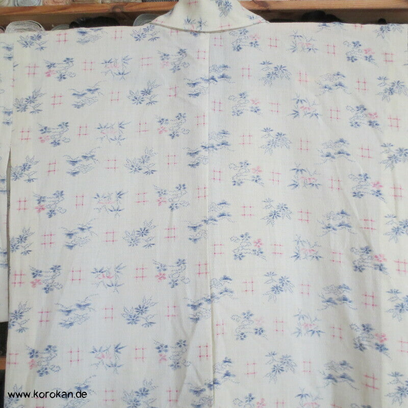 Igeta und Blüten Hitoe Kimono Wollgeorgette Kasuri Druck