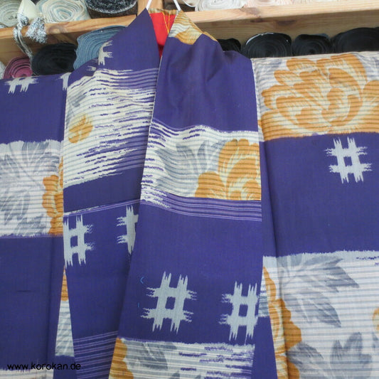 Igeta und Päonien japanischer Art Deco Meisen Seiden Kimono