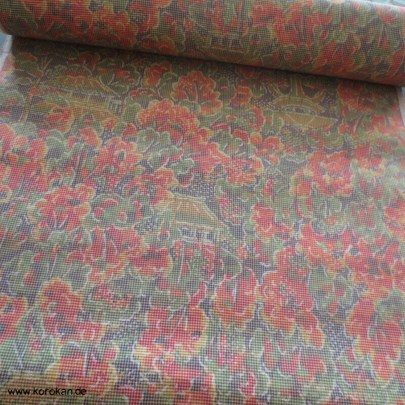 Gartenlandschaft Kasuri bunte Tsumugi Kimono Seide