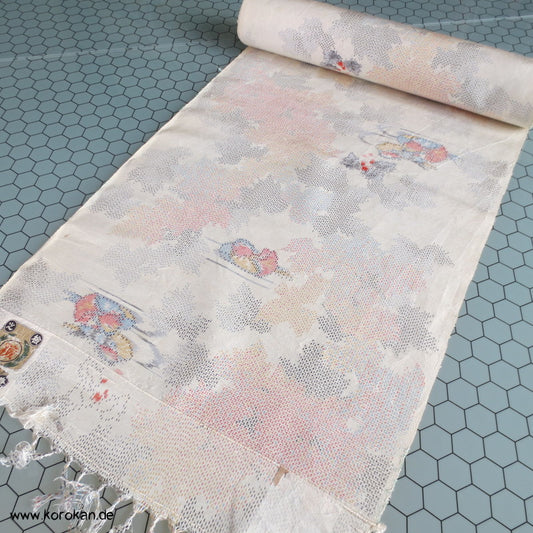 Mandarinenten Kasuri Tsumugi Kimono Seide