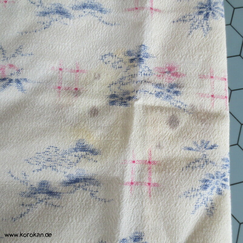 Igeta und Blüten Hitoe Kimono Wollgeorgette Kasuri Druck