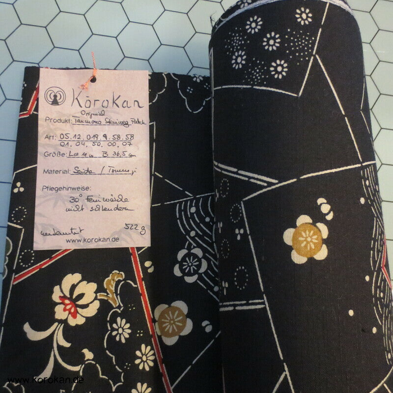 Shikishi Druck Tsumugi Kimono Seide Tanmono