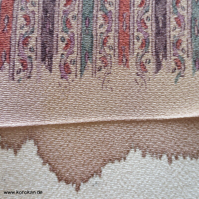 zarte Blütenstreifen Kimono Chirimen Crepe Seide