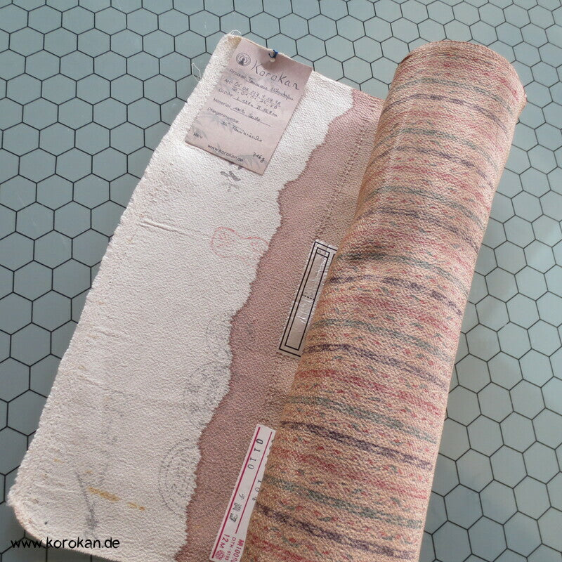 zarte Blütenstreifen Kimono Chirimen Crepe Seide