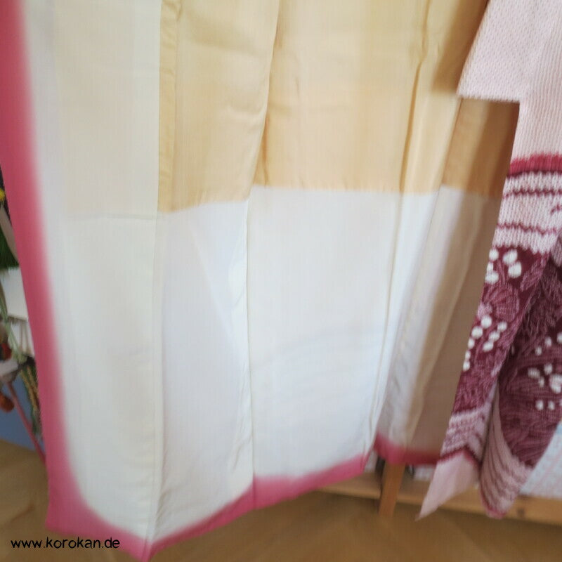 Full Shibori weinrote Chrysanthemen Homongi Kimono