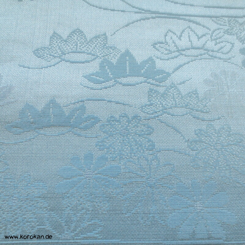 Lurex Blüten, Fluss, Ahornblätter Seide/ Wolle Kimono Jacquard - himmelblau